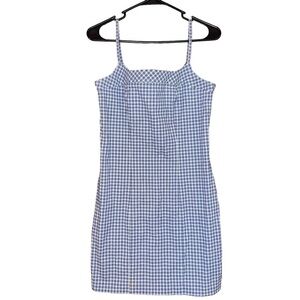 Vintage A. Byer California 90s Spaghetti Strap Blue Green Plaid Mini Dress SZ 9